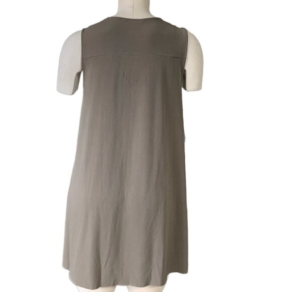 Banana Republic Loose Hi-Lo V-Neck Pleat Front Swing Tank Top Khaki Beige S #65F - Picture 5 of 7